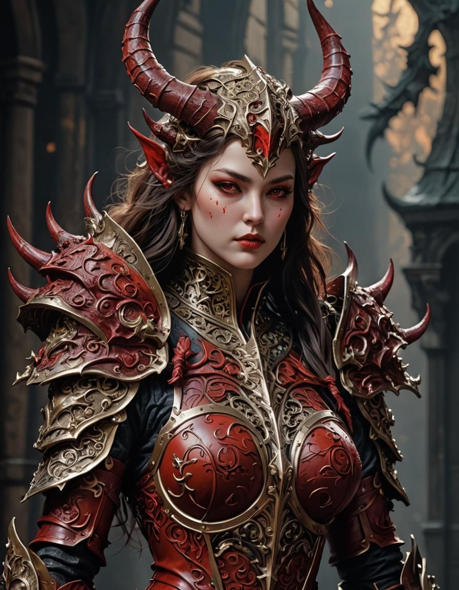 Blood-Demon Knight in Mannerist Style Armor