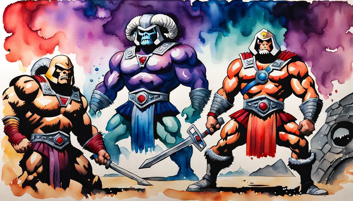 Masters of the Universe Ram-Man in Watercolor Style