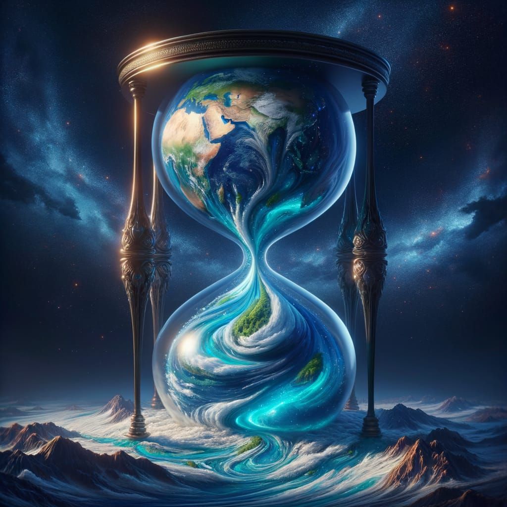 Earth Melts Through Hourglass in Detailed Matte Painting