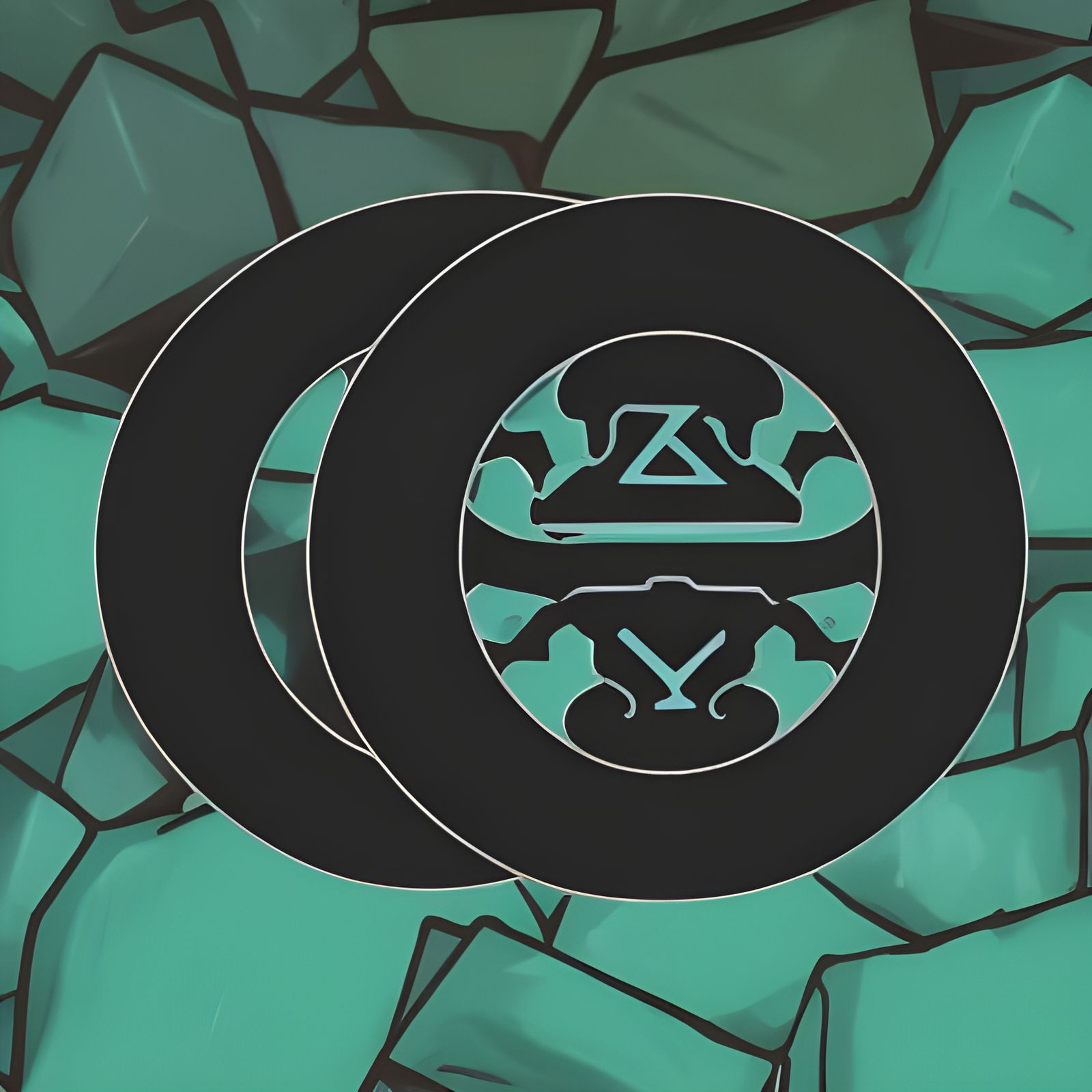 Turquoise Gaming Logo with Dragon Scales in Gouache Style