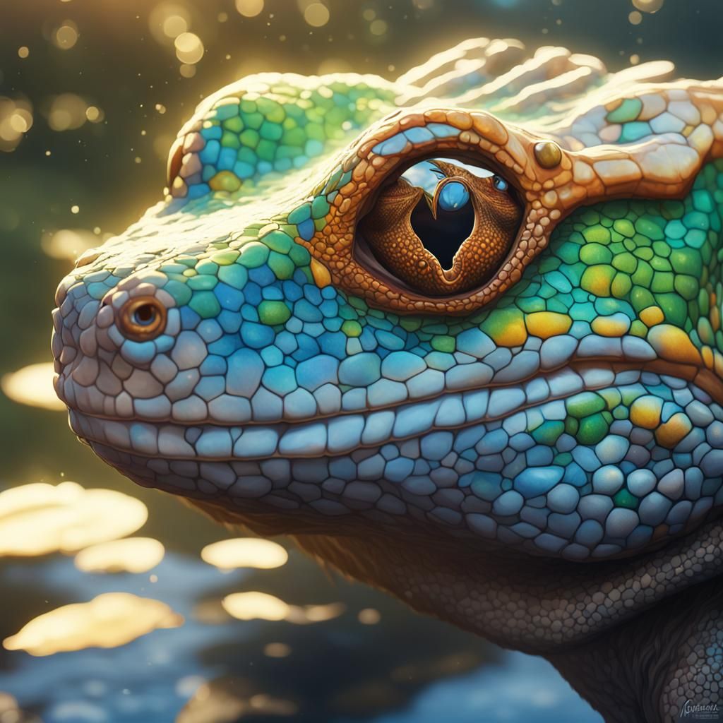 Gecko Basking in Sunlight: Hyperdetailed Digital Portrait