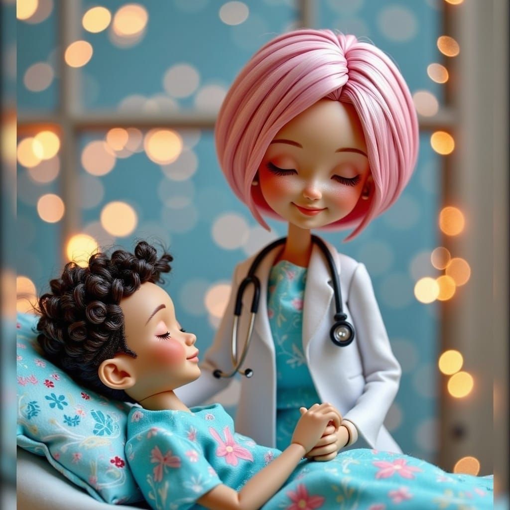 Futuristic Doctor Doll in Holiday Ambiance