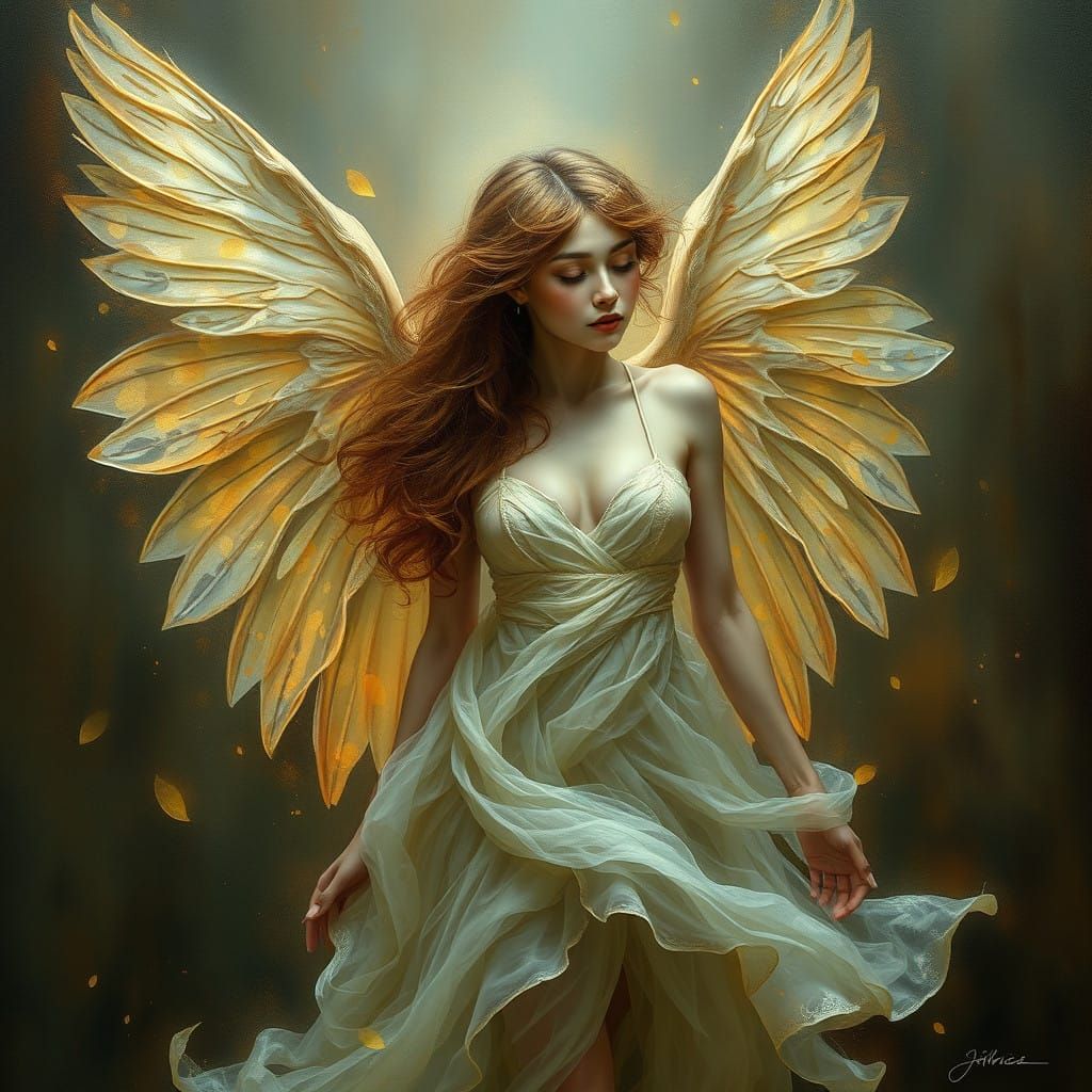 Cyberpunk-Inspired Portrait with Winged Spirit