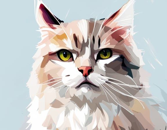 Angry Cat Portrait in Dark Geometric Bauhaus Style
