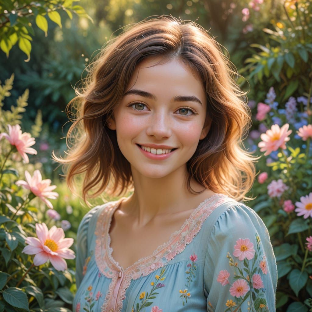 Charming Friend in a Lush Garden Scene