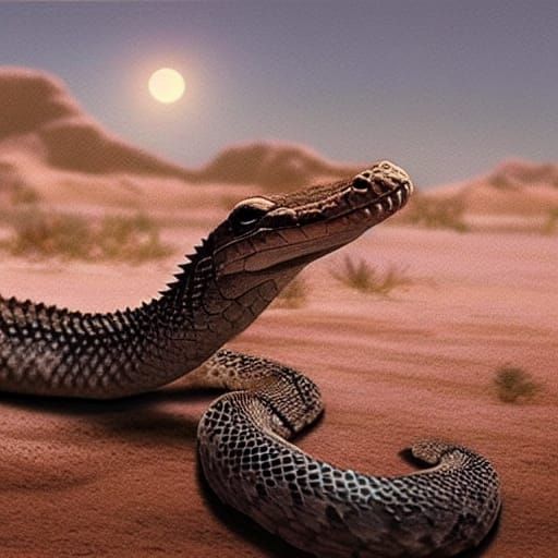 Rattlesnake Eating in Desert: Digital Matte Painting