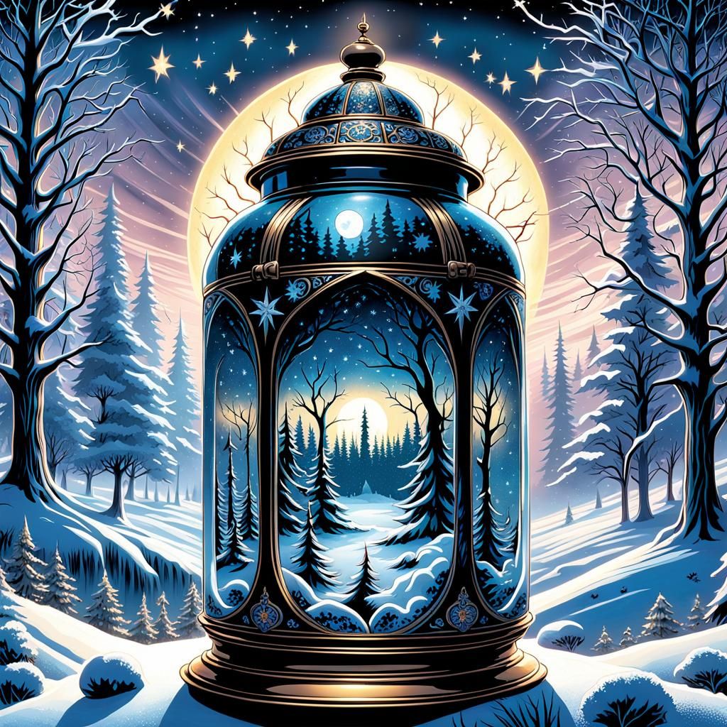Gothic Sun Jar in Winter Landscape