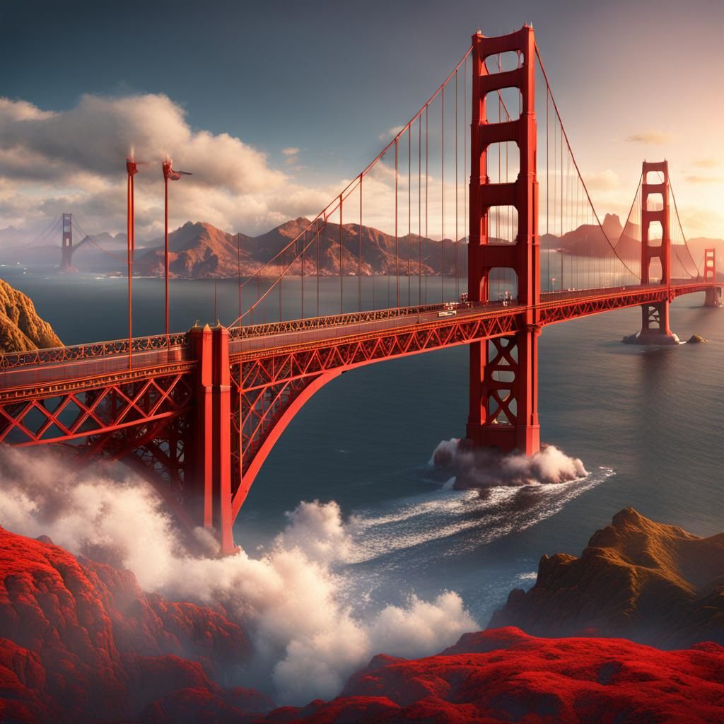 Golden Gate Bridge Detailed Matte Painting