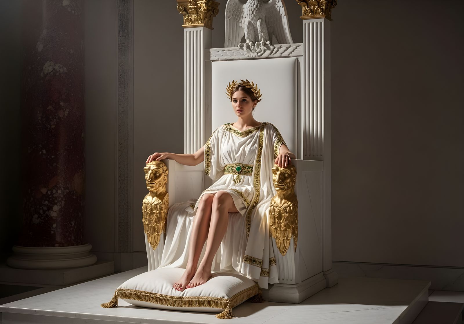 Empress Messalina on Her Throne in Roman Palace
