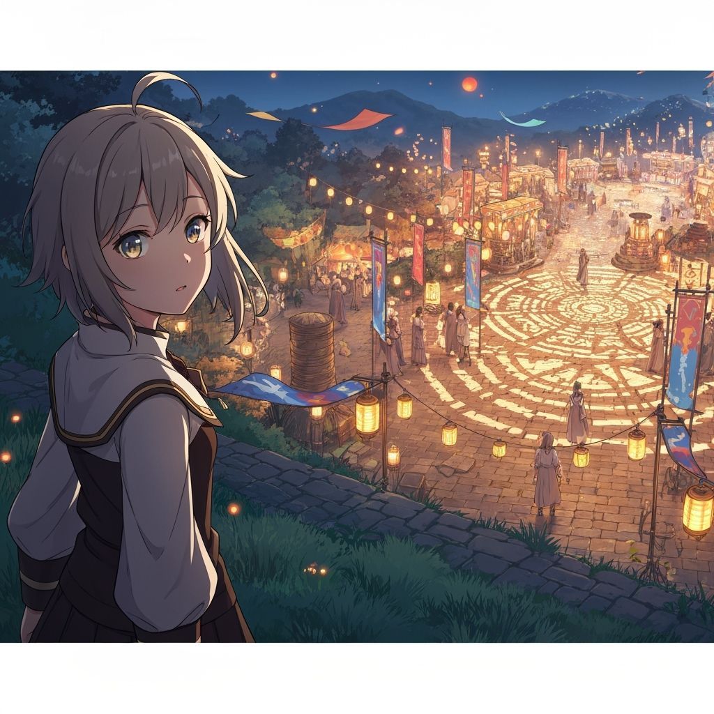 Fantasy Festival Overlook in Anime Key Visuals Style
