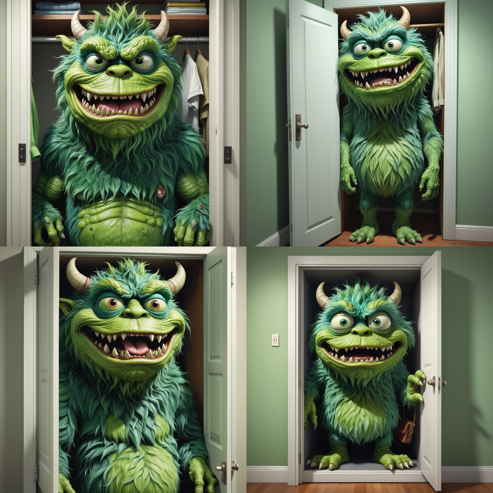 Surreal Green Closet Monster