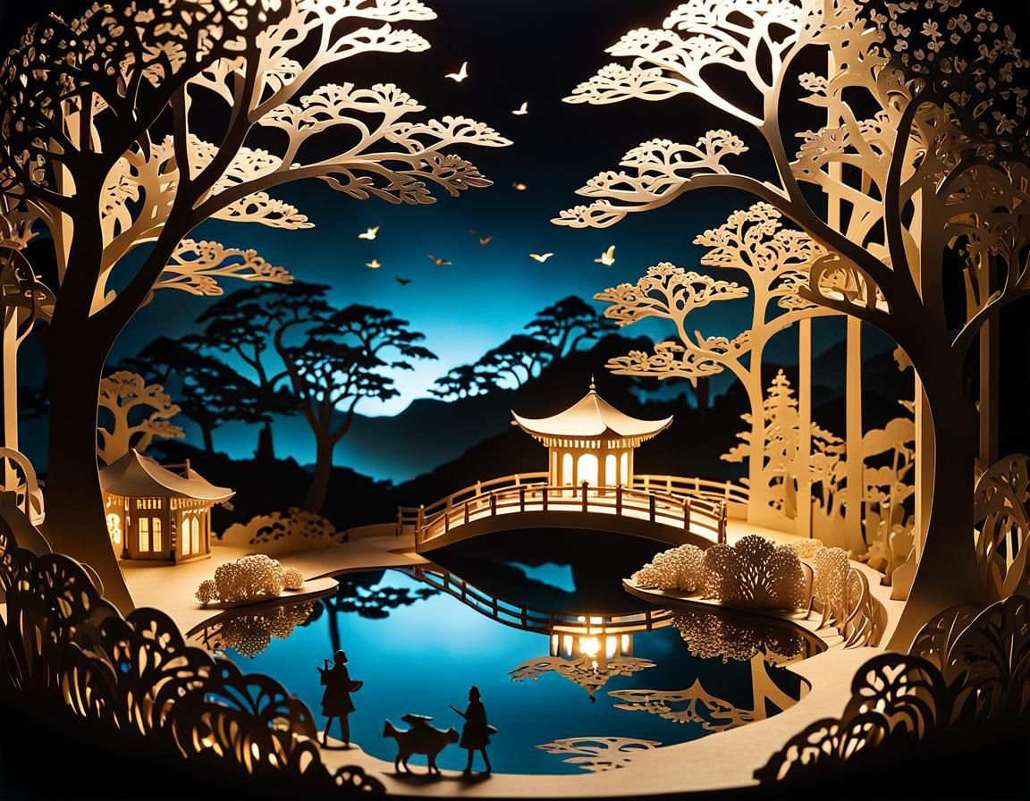 Kirigami Fairytale Landscape in Three-Dimensional Filigree