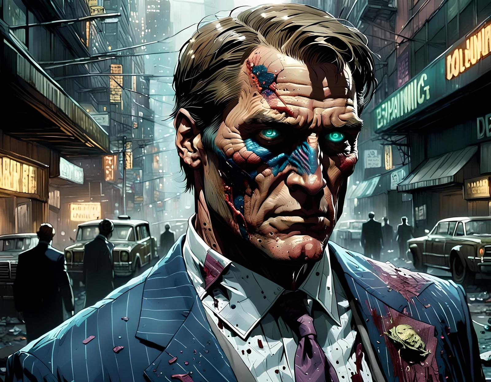 Two Face: Hyperdetailed Matte Painting of Harvey Dent