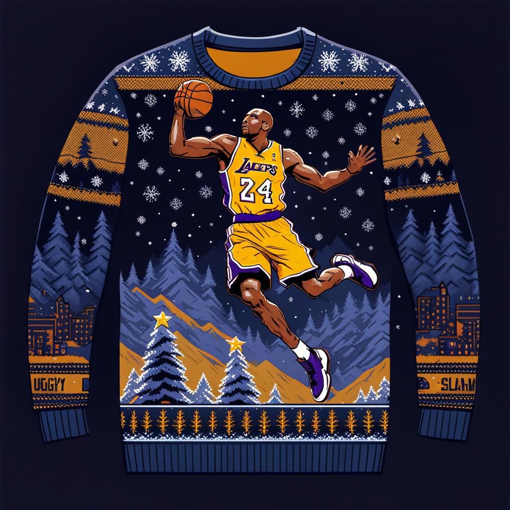 Kobe Bryant Pixel Art Ugly Christmas Sweater