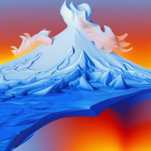 Surreal Volcano Eruption in a Dali Style