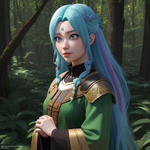 A fantasy forest priestess