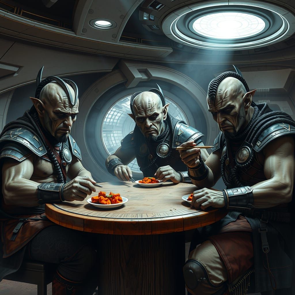 Klingons Enjoying Kaplah in Starfleet Mess Hall