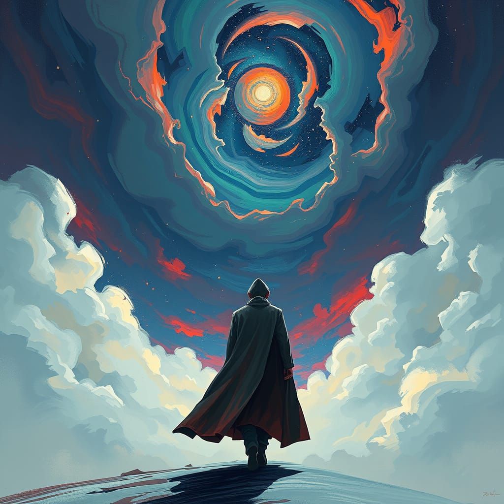 Dreamlike Landscape with Figure in Ethereal Style