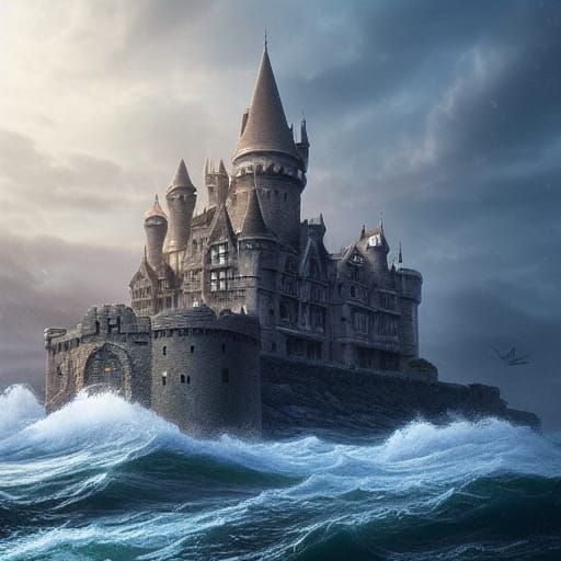 Dramatic Abandoned Castle at Sea