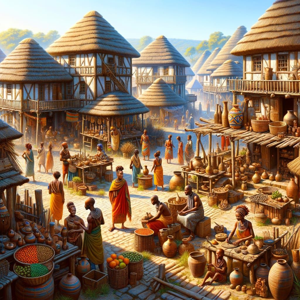 Medieval Bantu City Life in Vibrant African Culture