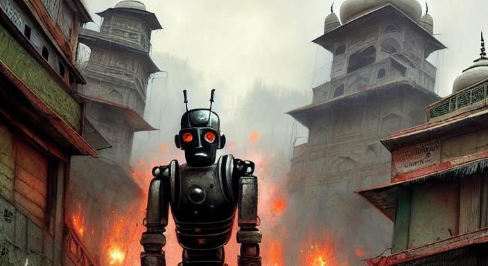 Clockpunk Robot City in India, Fantasycore Masterpiece