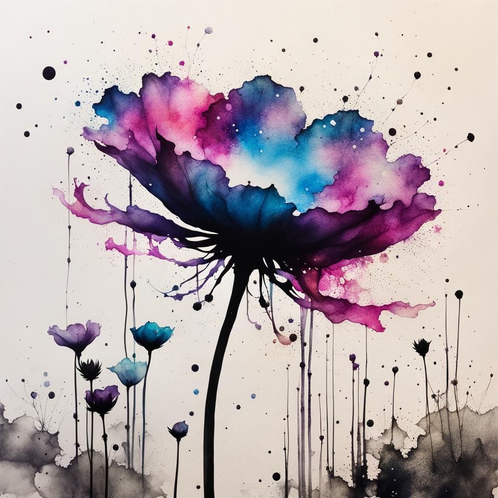 Fantasy Flowers in Minimalist Ink Art Style