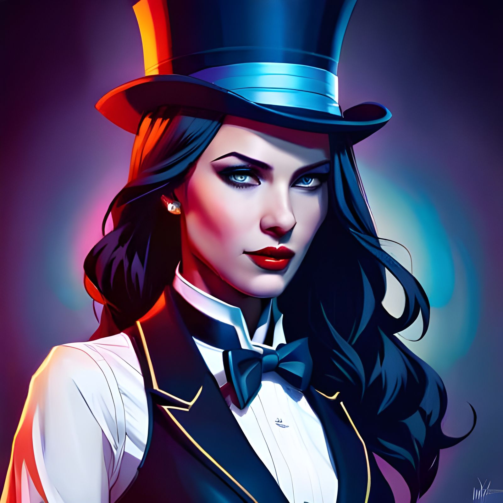 Zatanna Portrait in Hyperdetailed Art Nouveau Style