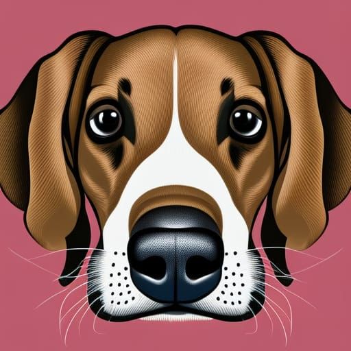 Cartoon Basset Hound Portrait in Comic Art Style