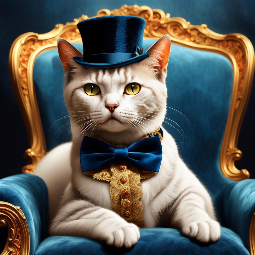 Sophisticated Cat Portrait in Lavish Surrealist Style