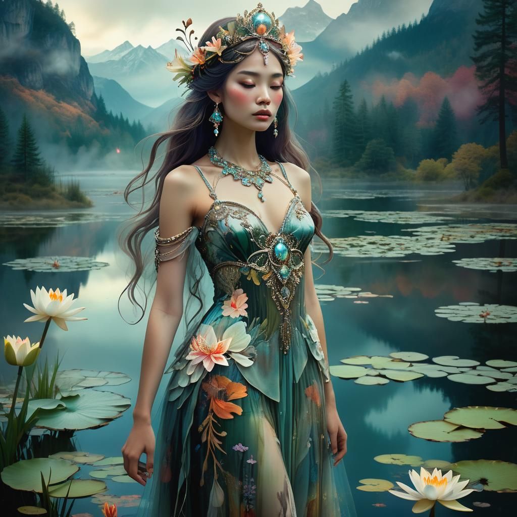 Goddess of Earth in Surreal Art Nouveau Style