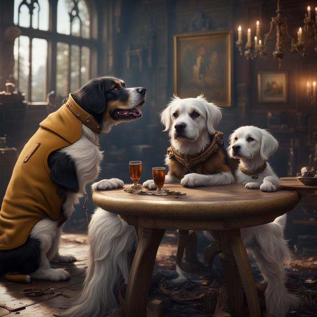 Fantastical Dogs in Detailed Matte Painting