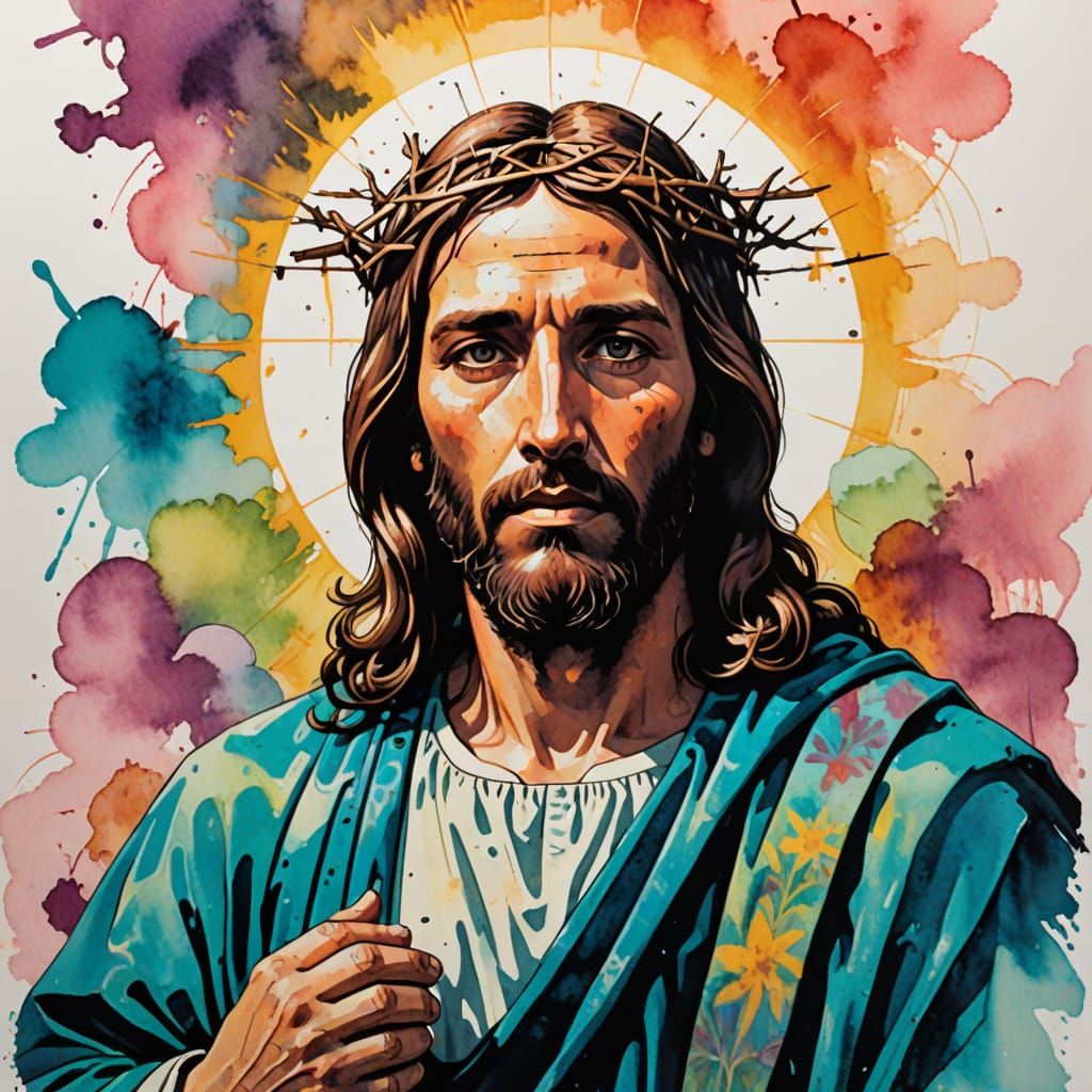 Double Exposure of Christ's Passion in Ink on Ink Colors