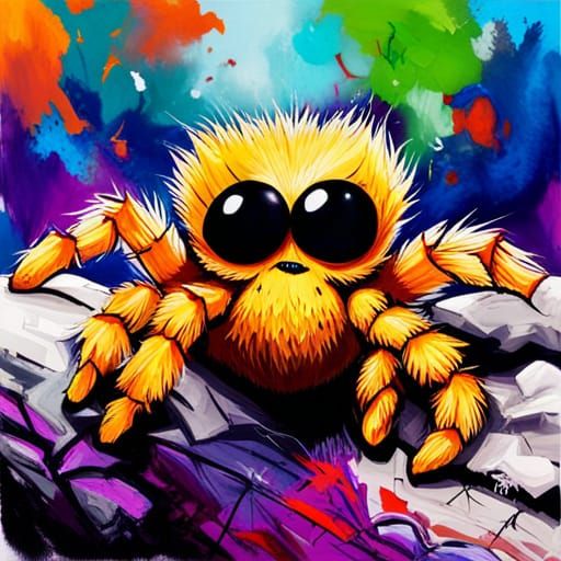 Furry Spider in Desert Graffiti Art Style