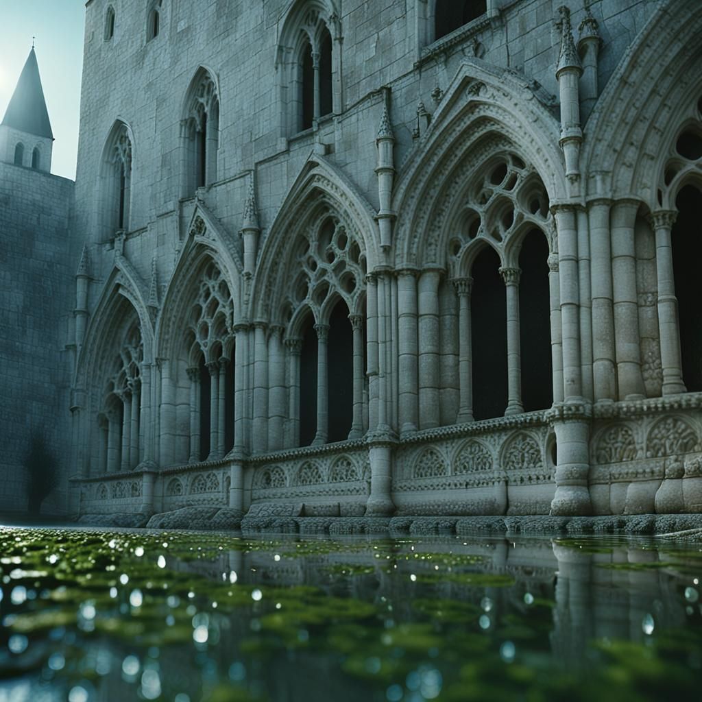 Abbey Facade in Impressionist Style