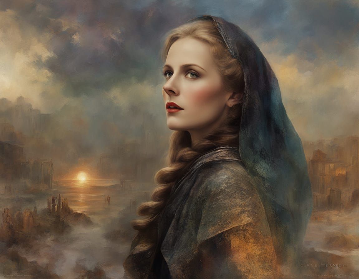 Jean Arthur Portrait in Dreamy Impasto Style