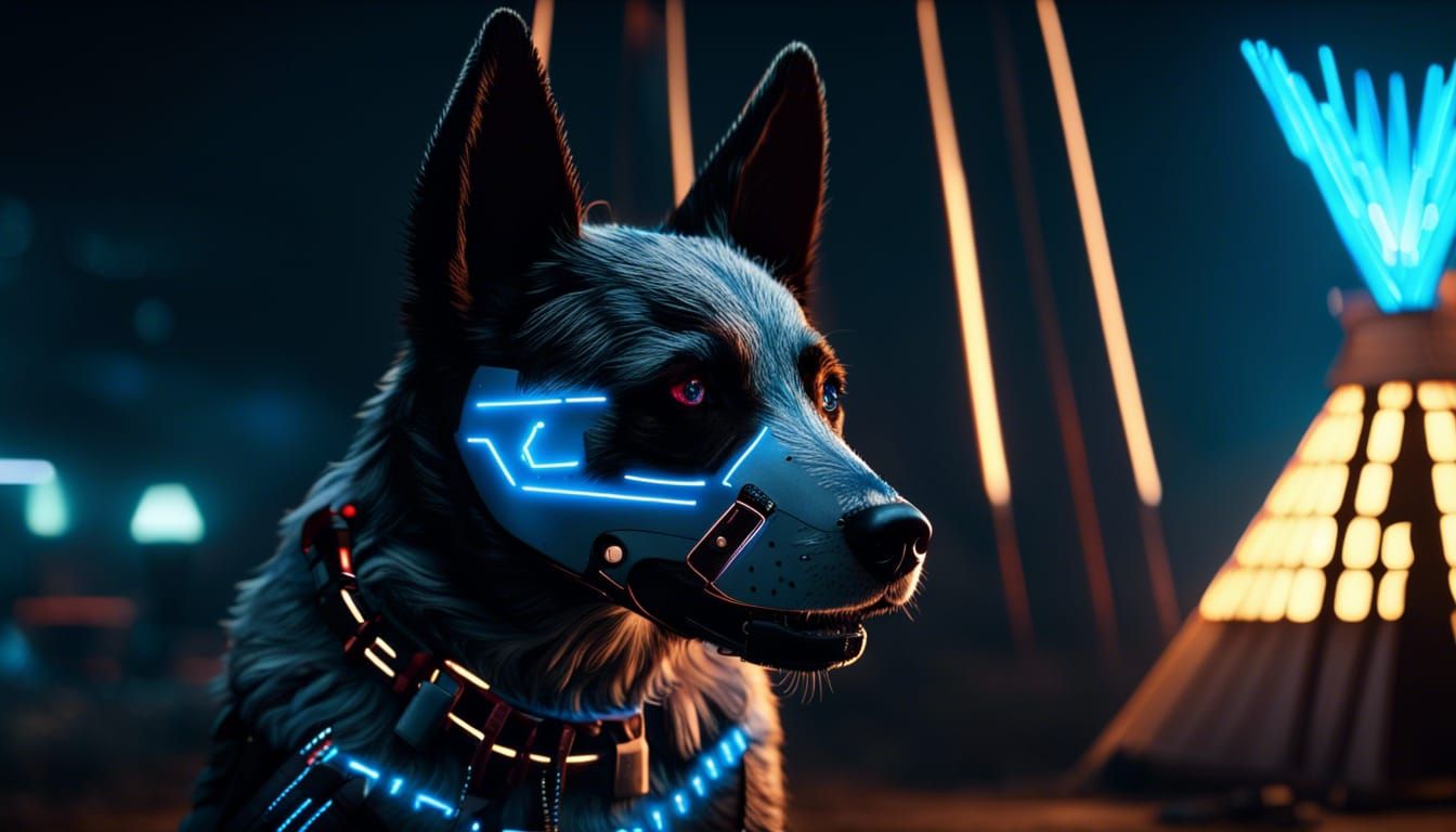 Cyberpunk Blue Heeler on the rez