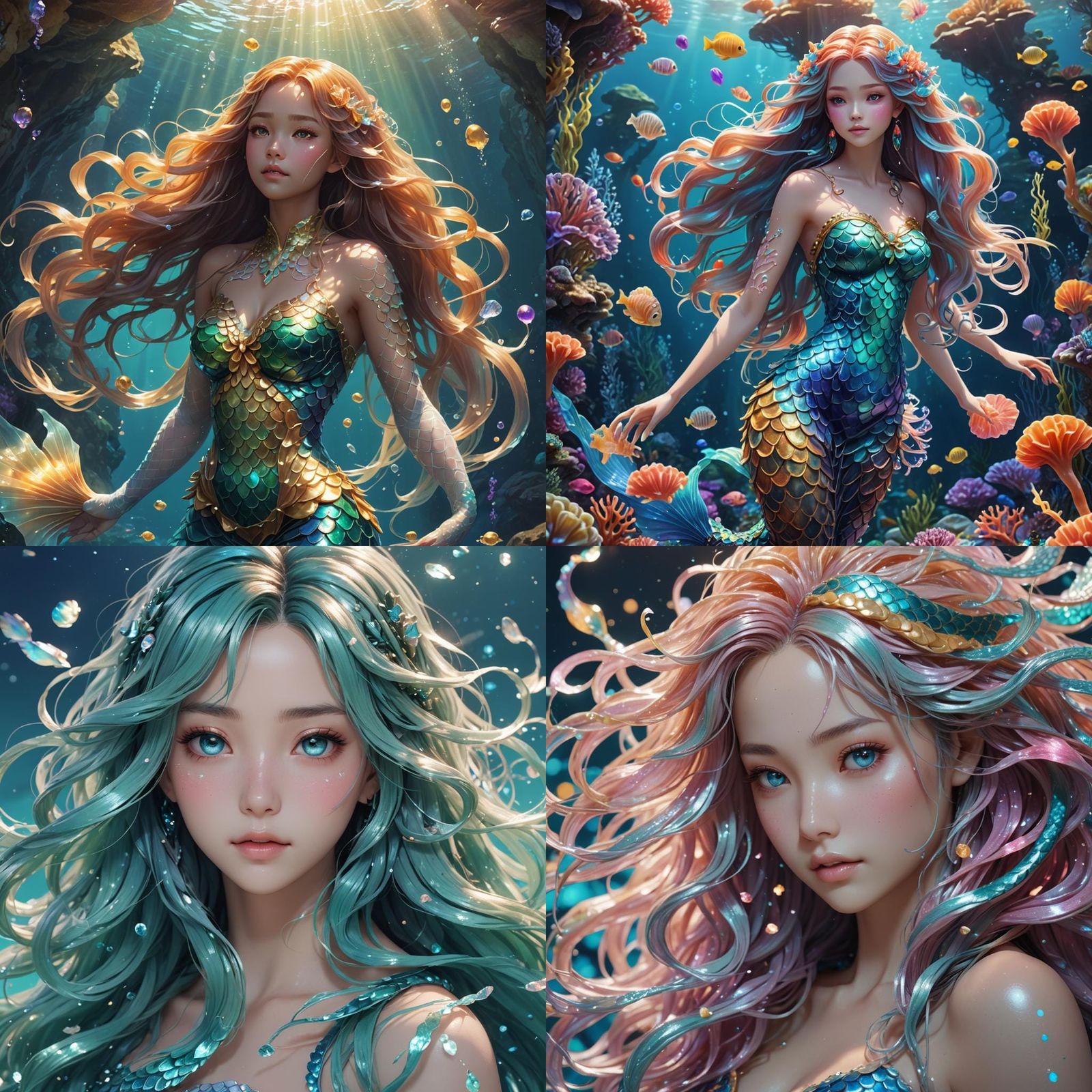Beautiful Mermaid in 3D Anime Art Style