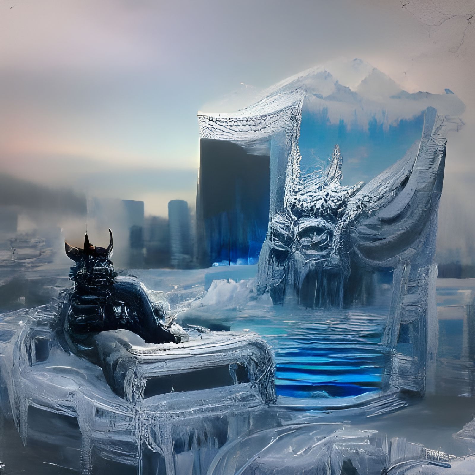 Demon on Ice Throne: Epic Digital Matte Painting