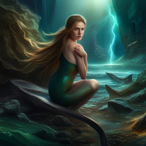 Epic Mermaid in Dramatic Digital Matte Painting