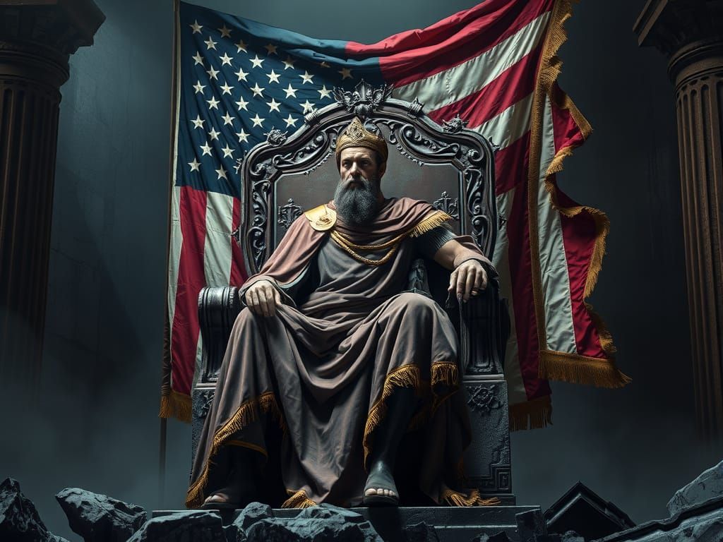 Dystopian Caesar on Crumbling Throne
