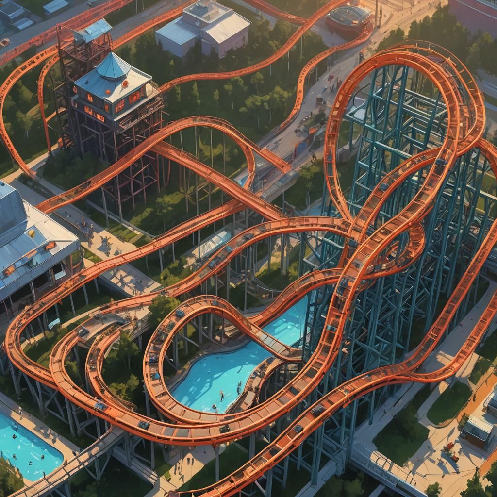 Epic Roller Coaster Digital Matte Painting