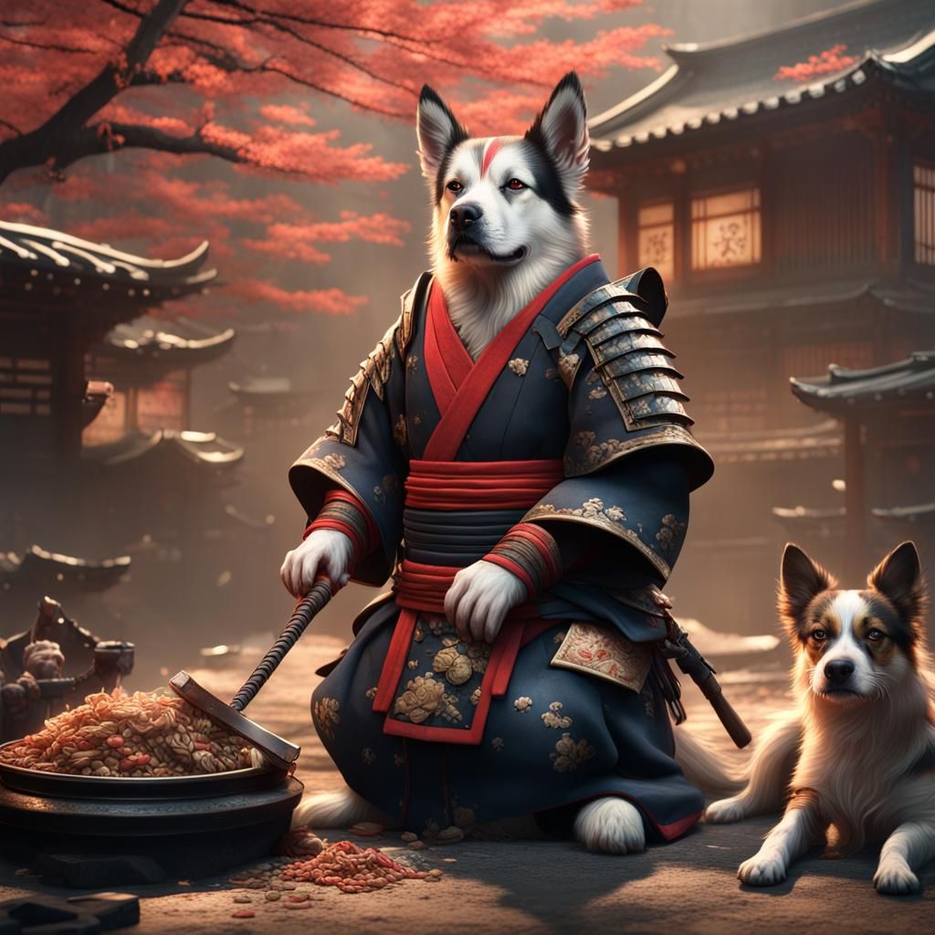 Samurai's Kindness: Feeding a Dog in Japan