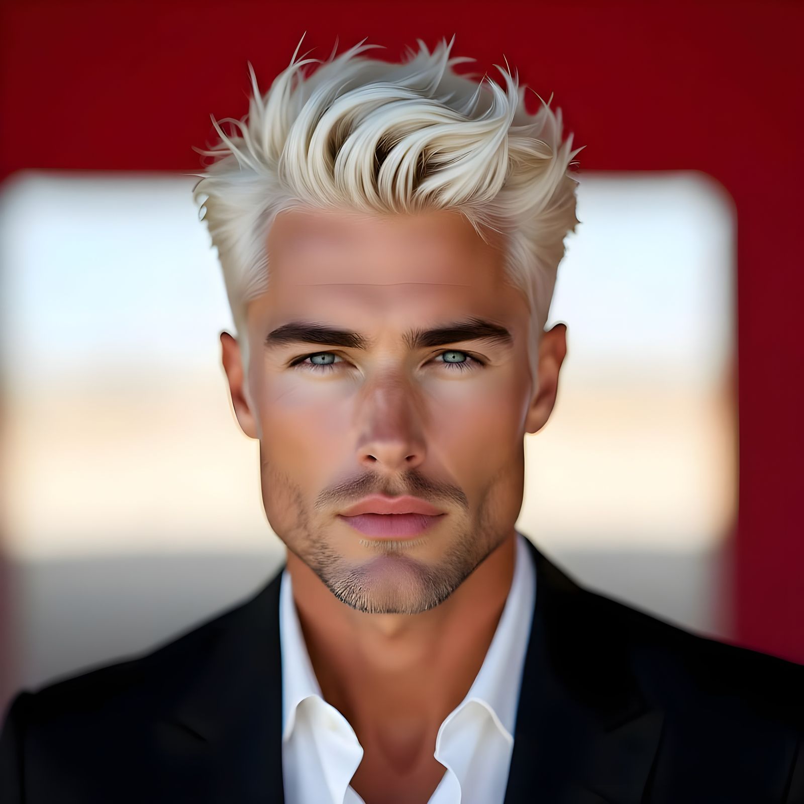 Intense Portrait of a Handsome Man with Blonde Hair