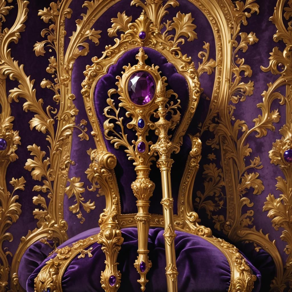 Ornate Golden Scepter in Baroque Oil Painting
