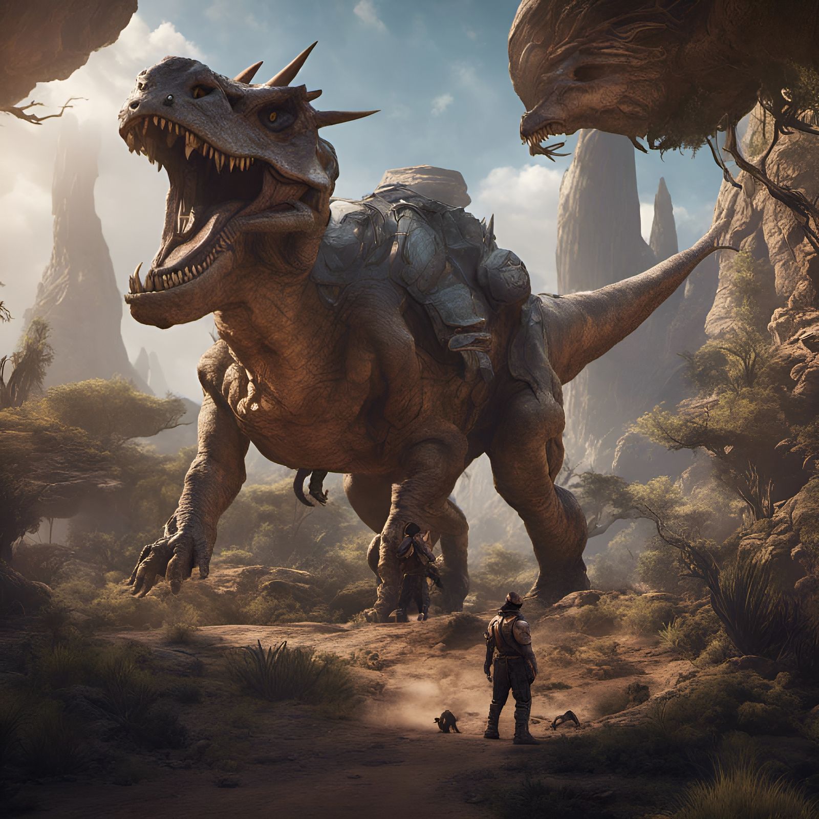 Genghis Rex Dinosaucers Matte Painting