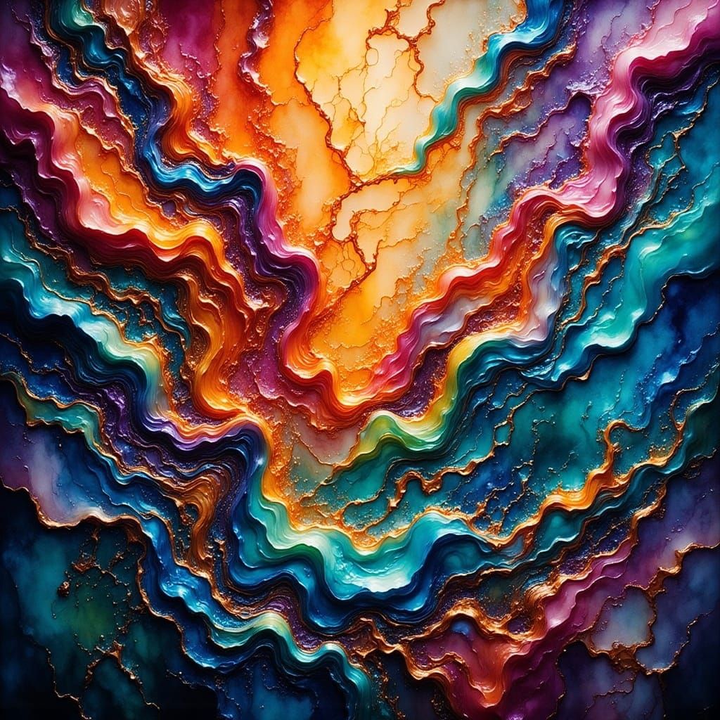 Melting Oil Paint on Canvas in HDR