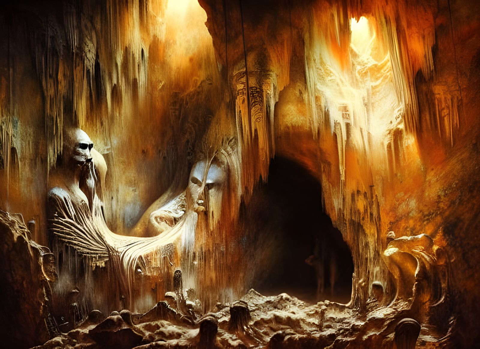 Golden Cave with Prehistoric Primitive Paintings