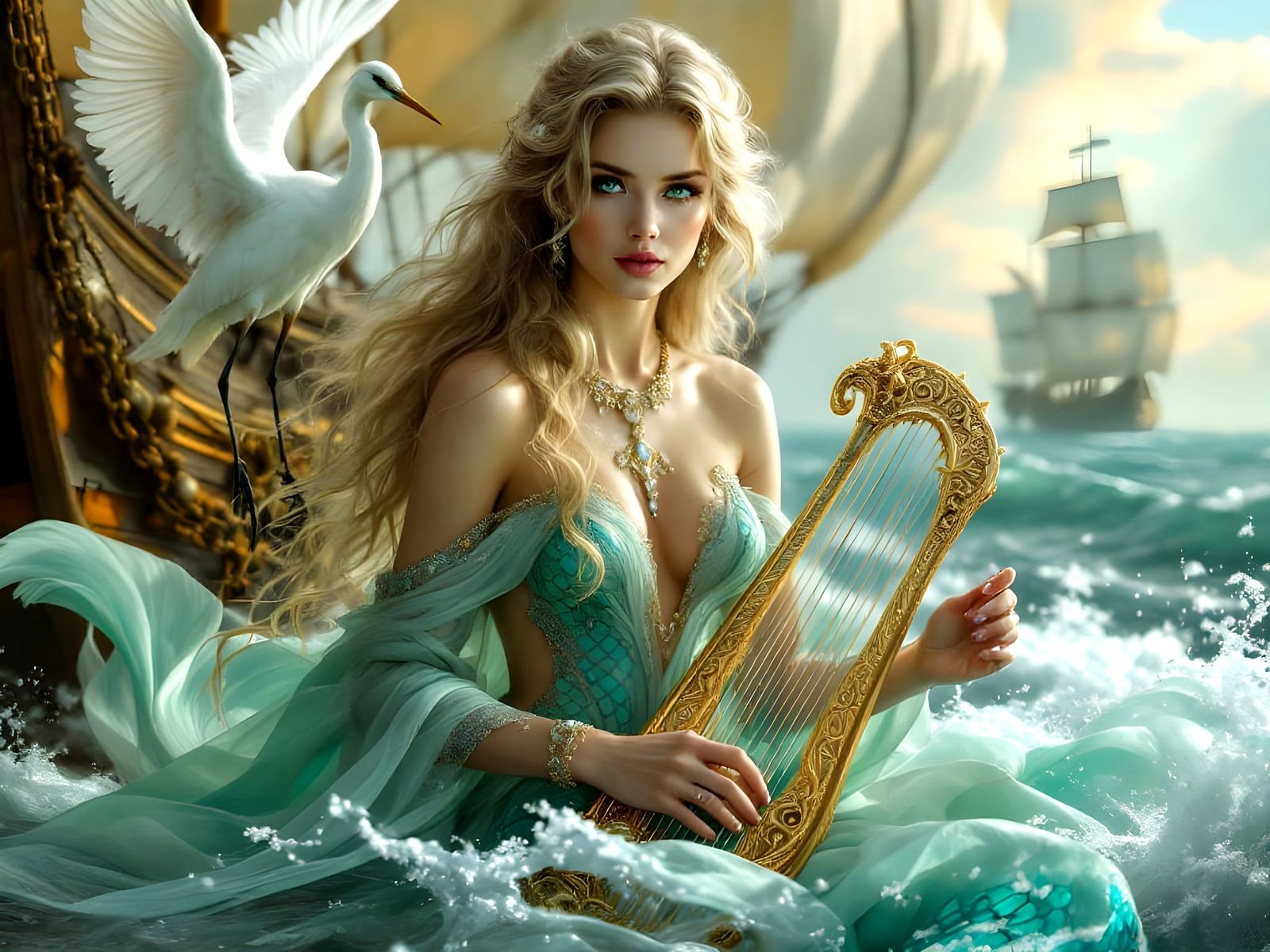 Siren's Enchanting Song in Ancient Greek Style