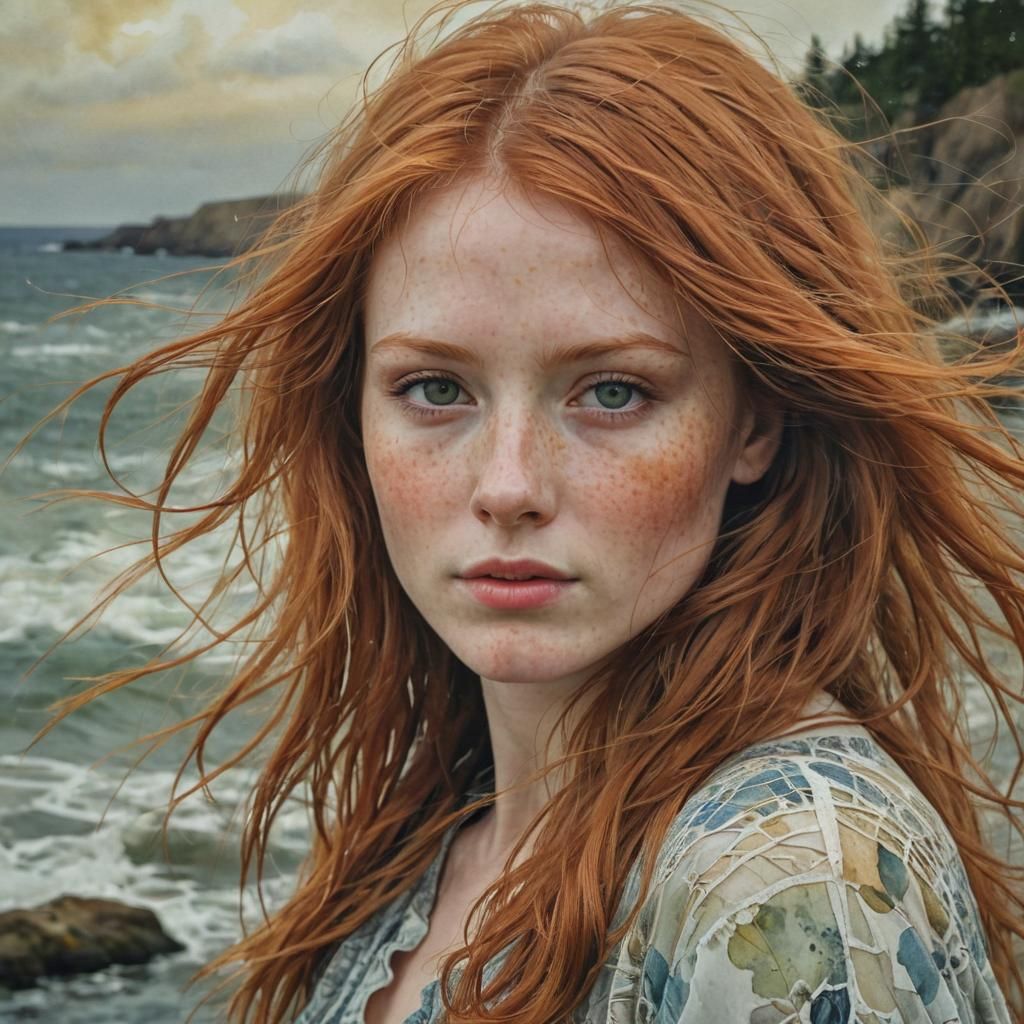 Ginger Haired Beauty by the Sea
