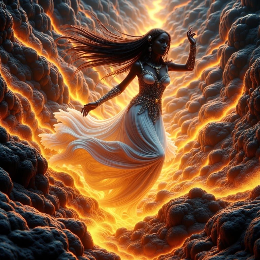 Majestic Ayesha in Fiery Abyss, Arabian Mysticism